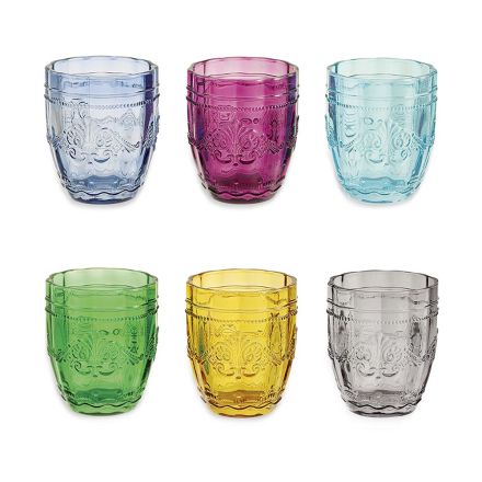 12 kieliszków 235 ml w kolorowej paście szklanej z dekoracją arabeskową - arabska Viadurini