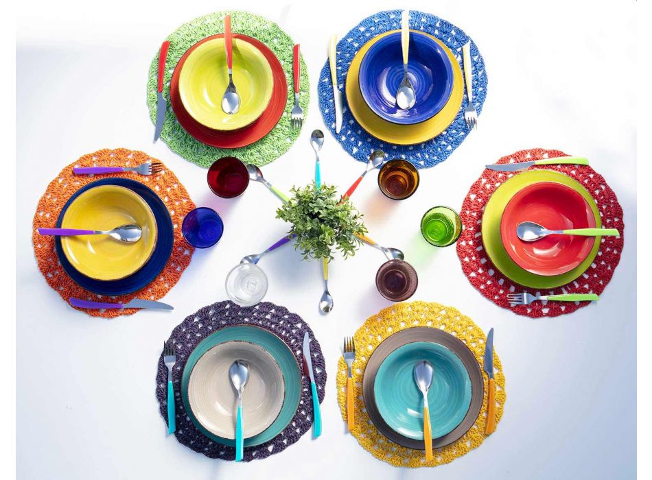 12 szklanek Water Craft Service z kolorowego szkła dmuchanego - Jukatan Viadurini