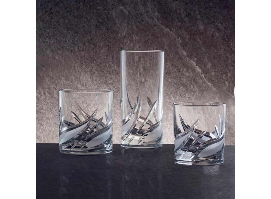12 podwójnych staroświeckich szklanek do whisky z niskimi kryształami - Adwent Viadurini