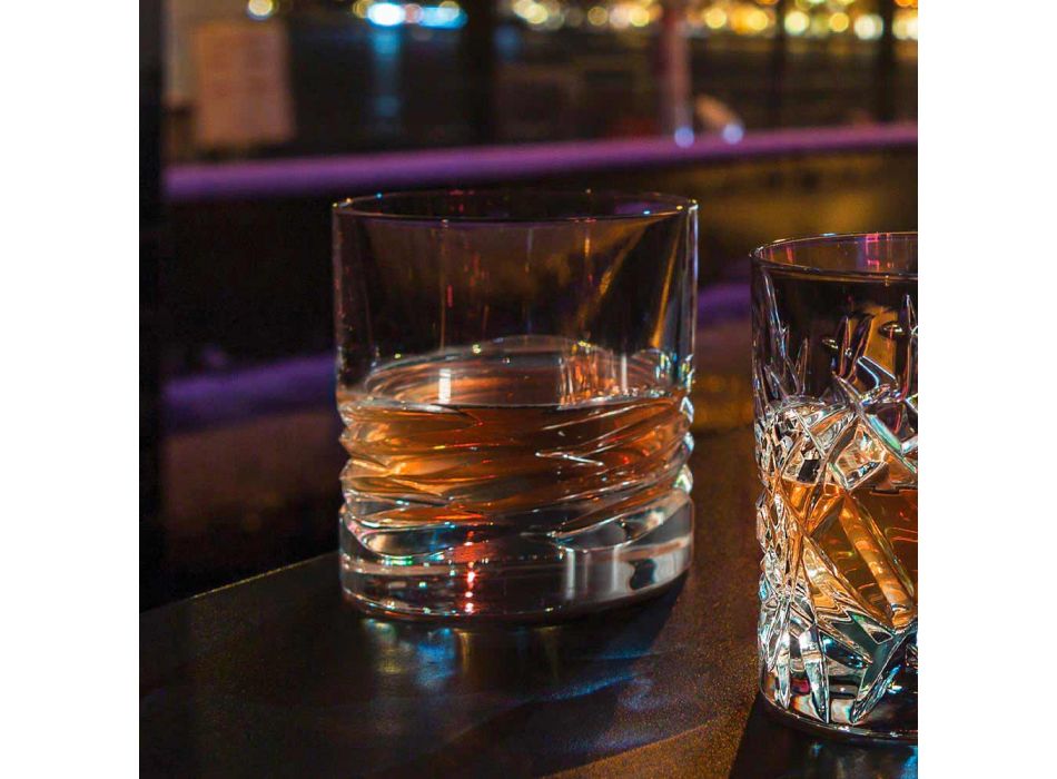 12 kryształowych szklanek Wave Decor do whisky lub Dof Tumbler Water - Titanium