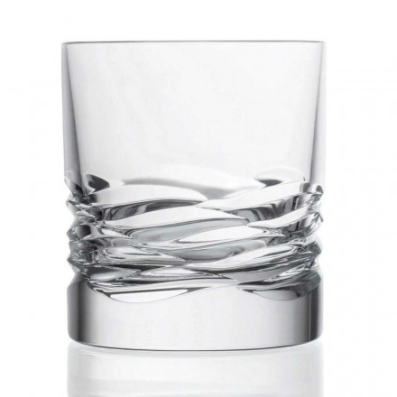 12 kryształowych szklanek Wave Decor do whisky lub Dof Tumbler Water - Titanium Viadurini