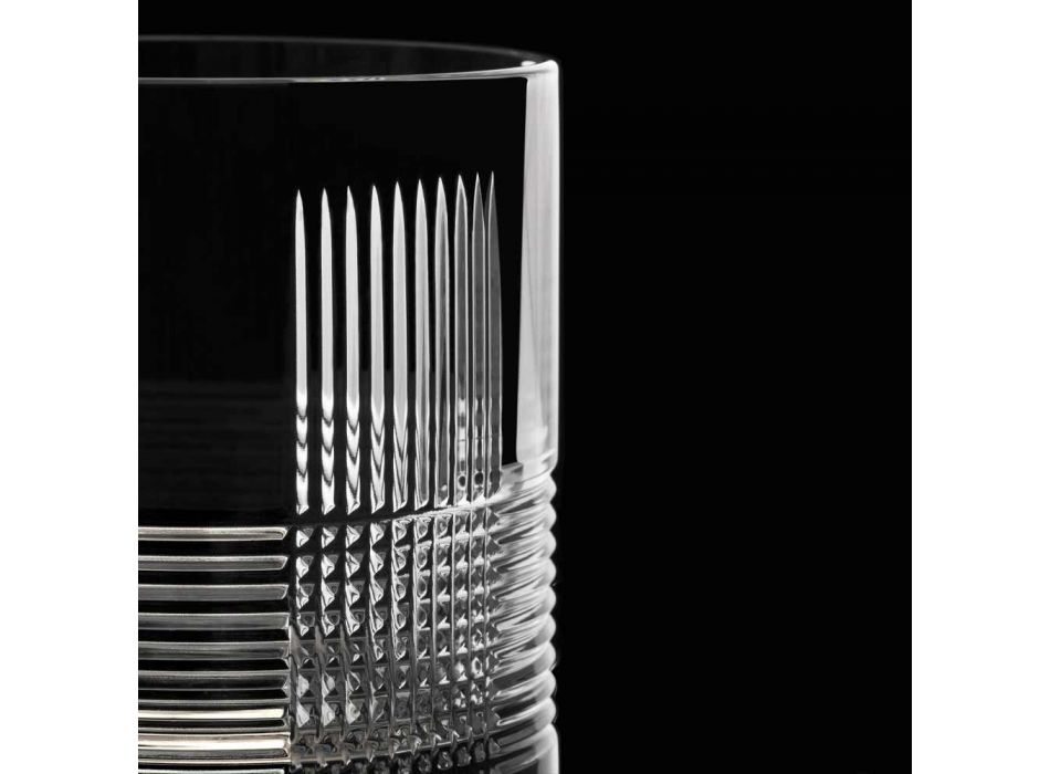 12 szklanek do wody lub whisky w stylu vintage z ozdobnego kryształu - dotykowy Viadurini