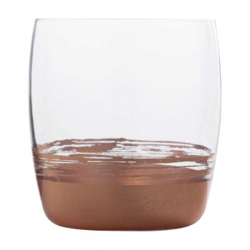 12 niskich szklanek do wody ze złotymi, platynowymi lub brązowymi liśćmi - Soffio