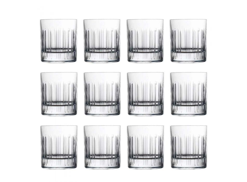 12 szklanek do whisky lub kryształów z luksusową dekoracją liniową - arytmia