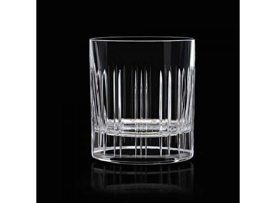 12 szklanek do whisky lub kryształów z luksusową dekoracją liniową - arytmia Viadurini