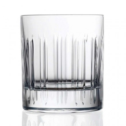 12 szklanek do whisky lub kryształów z luksusową dekoracją liniową - arytmia Viadurini