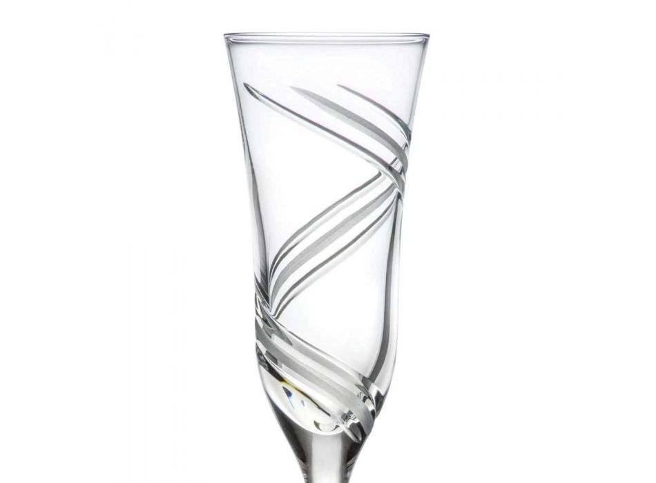 12 kieliszków do szampana z innowacyjnym dekorowanym ekologicznym kryształem - cyklonem Viadurini