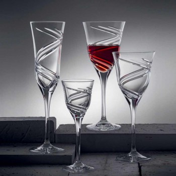 12 kieliszków do szampana z innowacyjnym dekorowanym ekologicznym kryształem - cyklonem