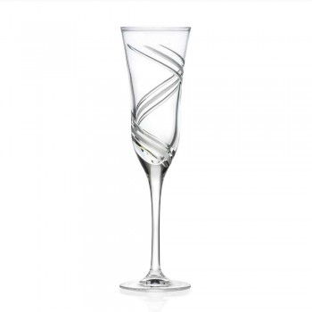 12 kieliszków do szampana z innowacyjnym dekorowanym ekologicznym kryształem - cyklonem