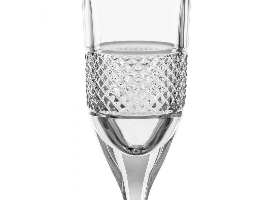 12 kieliszków do szampana z kryształem ekologicznym z ręcznym zdobieniem - Milito Viadurini