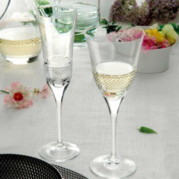 12 kieliszków do szampana z kryształem ekologicznym z ręcznym zdobieniem - Milito