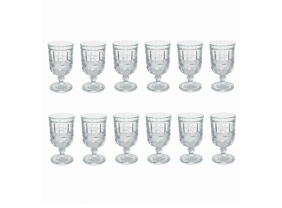 12 przezroczystych i zdobionych szklanych kielichów na świąteczny stół - Garbobic