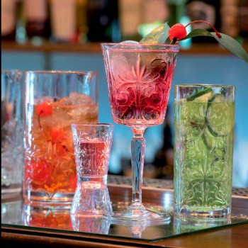 12 szklanek do wody, napojów lub koktajli w dekorowanym Eco Crystal - Destino
