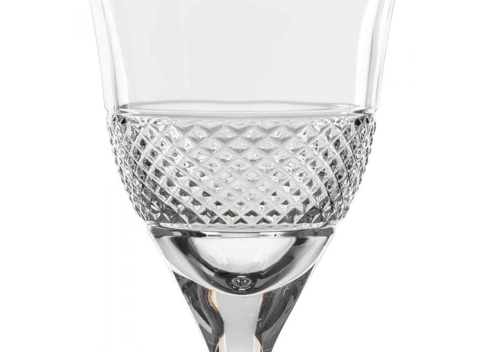 12 białych kieliszków do wina w ekologicznym, luksusowym stylu zdobionym kryształami - Milito