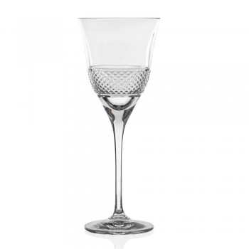 12 białych kieliszków do wina w ekologicznym, luksusowym stylu zdobionym kryształami - Milito
