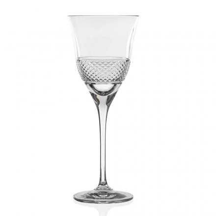 12 białych kieliszków do wina w ekologicznym, luksusowym stylu zdobionym kryształami - Milito Viadurini