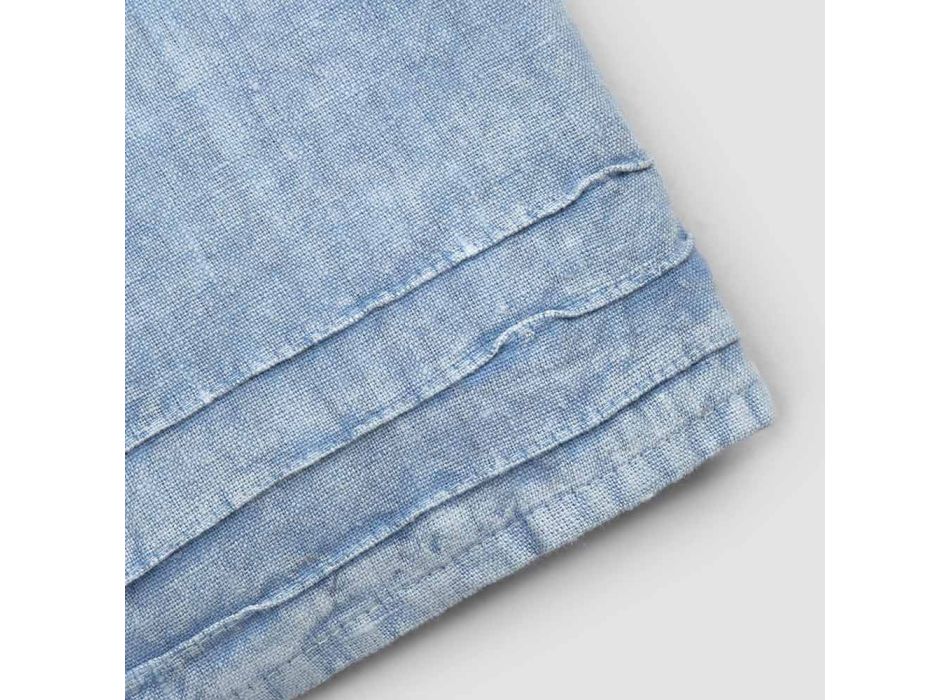 2 ręczniki dla gości z grubego lnu w kolorze jasnoniebieskim, włoski luksusowy design - Jojoba Viadurini