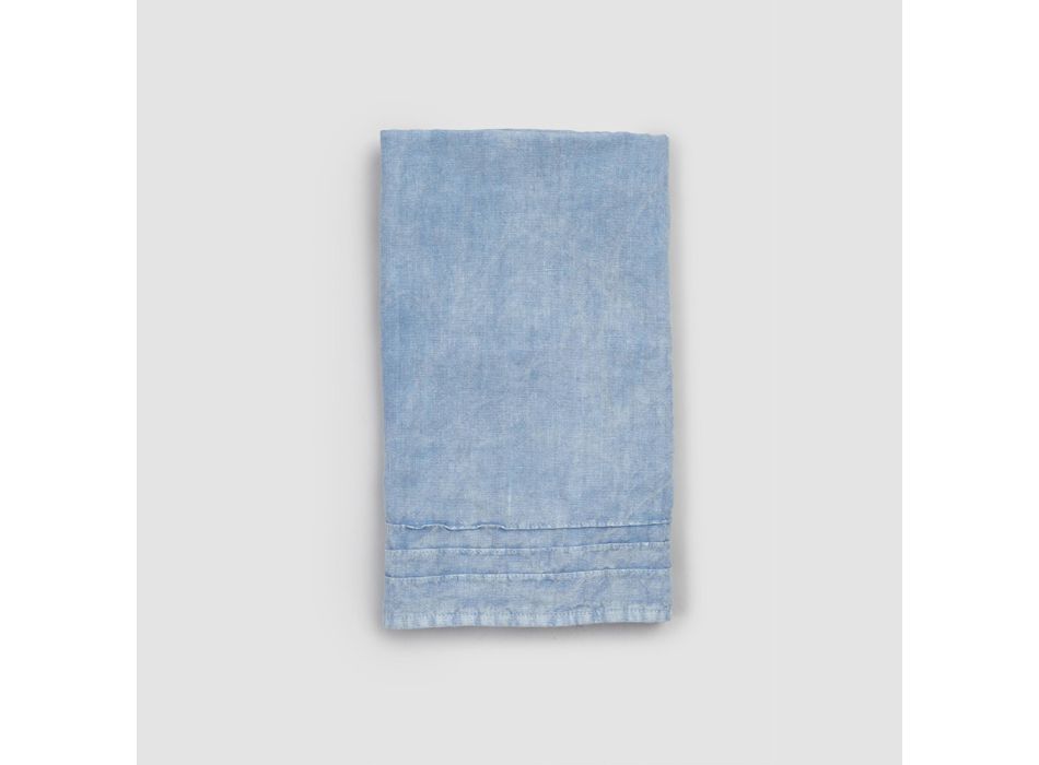 2 ręczniki dla gości z grubego lnu w kolorze jasnoniebieskim, włoski luksusowy design - Jojoba Viadurini