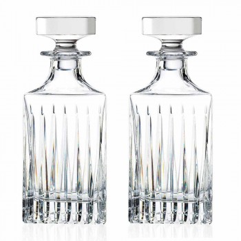 2 kryształowe butelki whisky z ręcznym mieleniem Made in Italy - Voglia