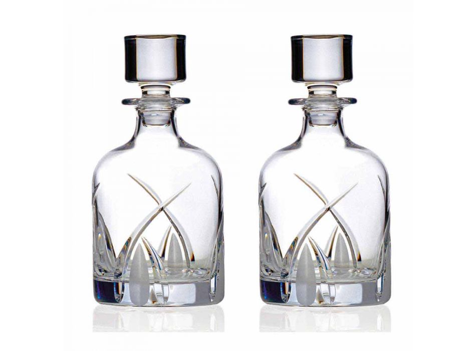 2 butelki whisky z cylindrycznym wieczkiem z Eco Crystal - Montecristo Viadurini