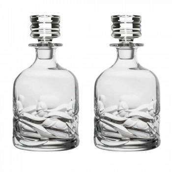 2 butelki z kryształową whisky z dekoracją ekologiczną i luksusową nakrętką - tytan