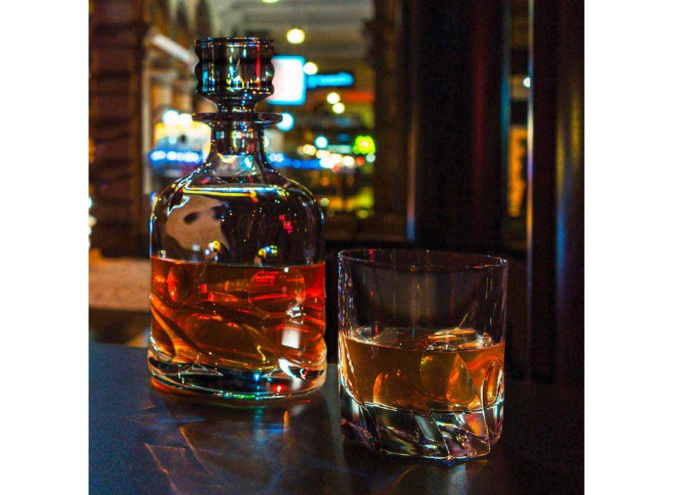 2 butelki z kryształową whisky z dekoracją ekologiczną i luksusową nakrętką - tytan Viadurini