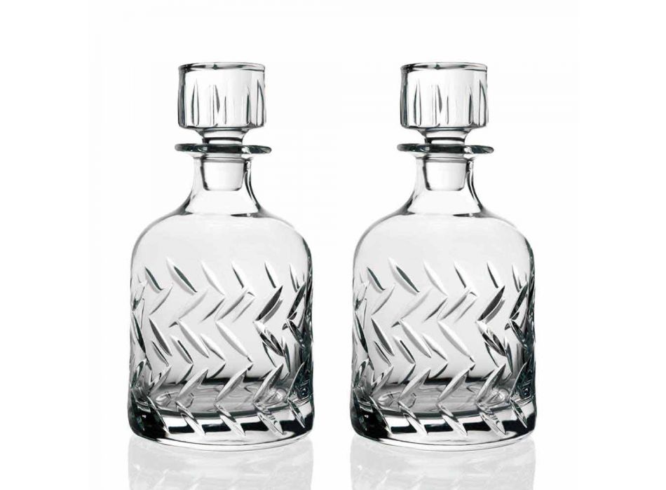 2 ekologiczne butelki kryształowej whisky z ozdobnym wieczkiem vintage - arytmia Viadurini