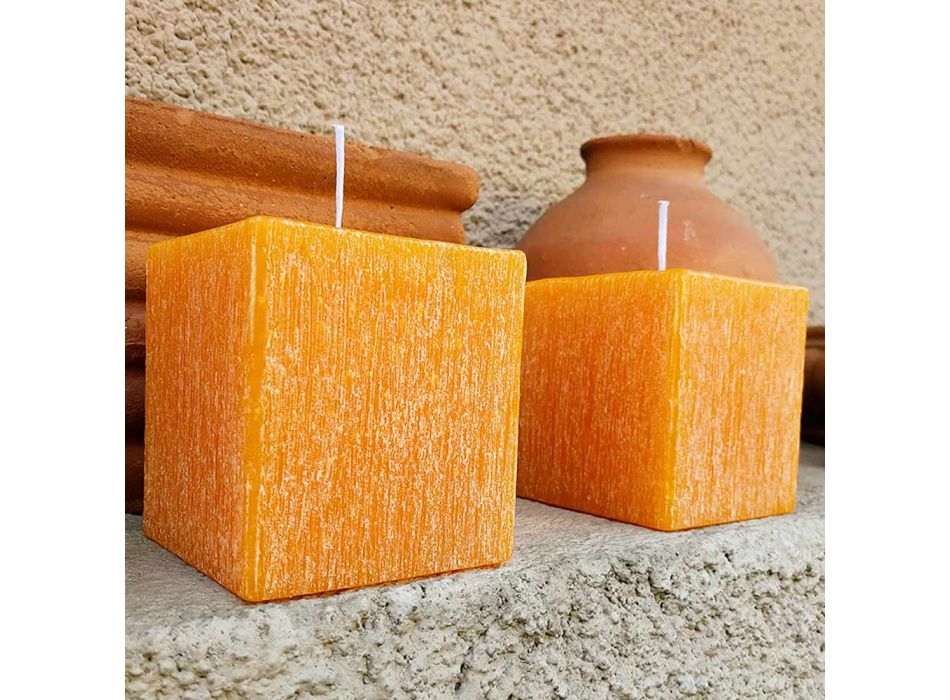 2 kwadratowe świece woskowe o różnych rozmiarach Made in Italy - Adelle Viadurini