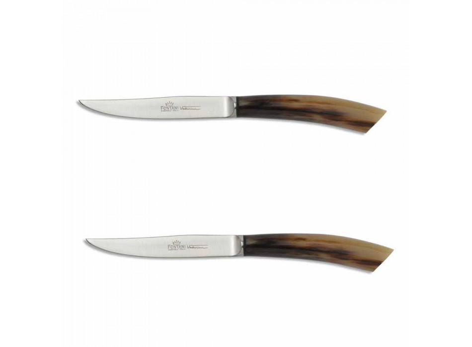 2 noże do steków z rogiem lub drewnianą rączką Made in Italy - Marino
