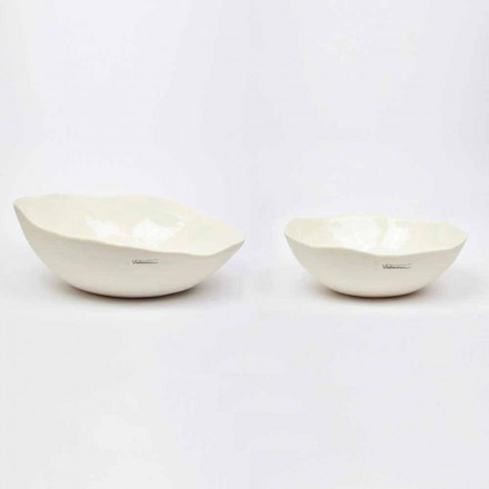 2 miski sałatkowe z białej porcelany Wyjątkowe kawałki włoskiego designu - Arciconcreto Viadurini