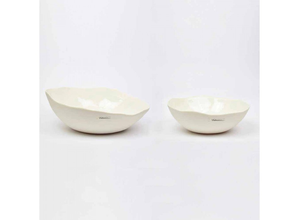 2 miski sałatkowe z białej porcelany Wyjątkowe kawałki włoskiego designu - Arciconcreto Viadurini