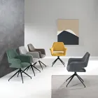 2 fotele obrotowe 180° z tapicerką materiałową i metalową ramą - Ivana Viadurini