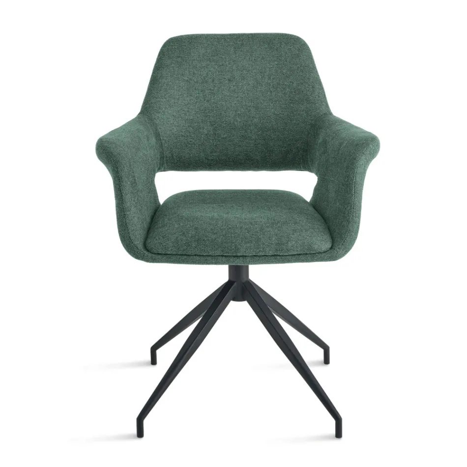 2 fotele obrotowe 180° z tapicerką materiałową i metalową ramą - Ivana Viadurini