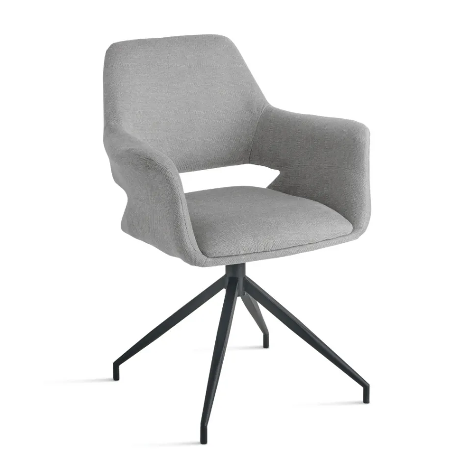 2 fotele obrotowe 180° z tapicerką materiałową i metalową ramą - Ivana Viadurini