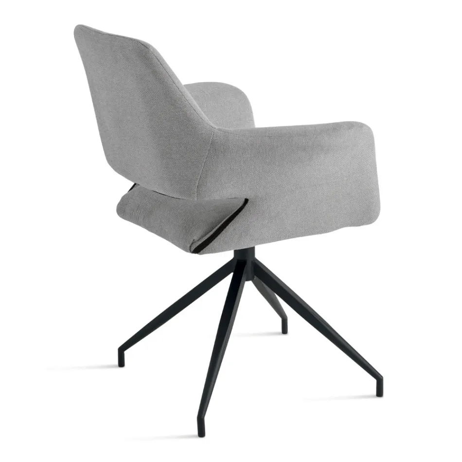 2 fotele obrotowe 180° z tapicerką materiałową i metalową ramą - Ivana Viadurini