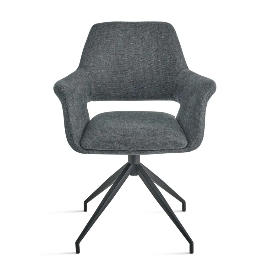 2 fotele obrotowe 180° z tapicerką materiałową i metalową ramą - Ivana Viadurini