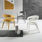 2 tapicerowane fotele w tkaninie bouclè z pokrytym stelażem - Domenica Viadurini