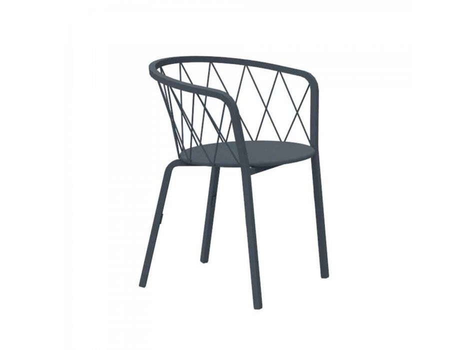 2 fotele ogrodowe z malowanego metalu do układania w stosy Made in Italy - Adia Viadurini
