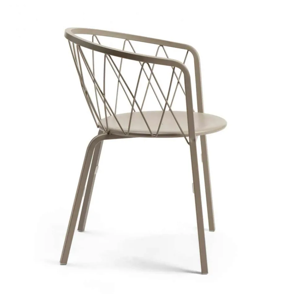 2 fotele ogrodowe z malowanego metalu do układania w stosy Made in Italy - Adia Viadurini