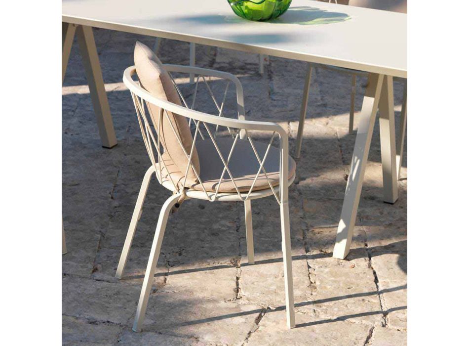 2 fotele ogrodowe z malowanego metalu do układania w stosy Made in Italy - Adia