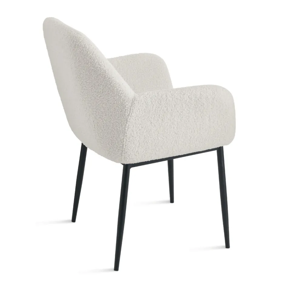 2 fotele z tkaniny Bouclè w różnych kolorach i z metalową ramą - Teodora Viadurini