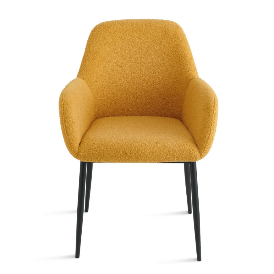 2 fotele z tkaniny Bouclè w różnych kolorach i z metalową ramą - Teodora Viadurini