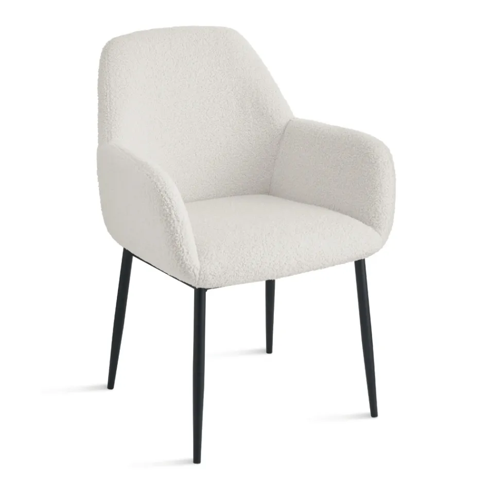 2 fotele z tkaniny Bouclè w różnych kolorach i z metalową ramą - Teodora Viadurini