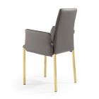 2 krzesła z podłokietnikami ze skóry w kolorze antracytowym i złotej stali Made in Italy - Cadente Viadurini