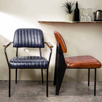 2 krzesła z podłokietnikami z imitacji skóry ekologicznej Vintage Effect Homemotion - Clare