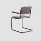 2 krzesła z opcjonalnymi podłokietnikami z prawdziwej skóry i metalowej konstrukcji - teczka Viadurini