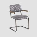 2 krzesła z opcjonalnymi podłokietnikami z prawdziwej skóry i metalowej konstrukcji - teczka