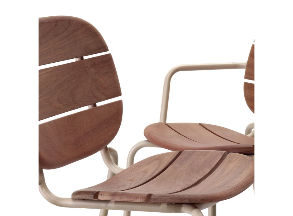 2 krzesła ogrodowe ze stali i mahoniu Sapelli Wyprodukowano we Włoszech - Sisiwood Viadurini