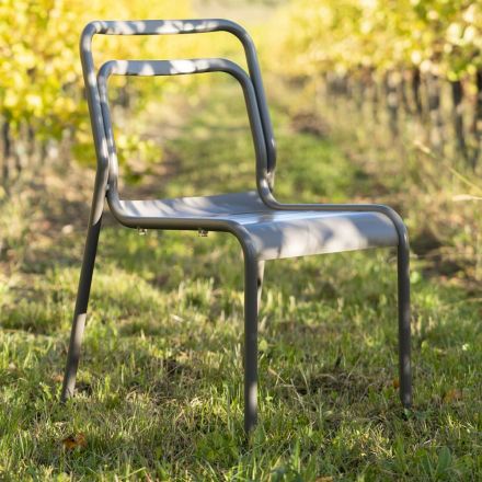 2 krzesła do użytku wewnątrz i na zewnątrz, wykonane w 100% z aluminium pochodzącego z recyklingu, w różnych kolorach - Napój Viadurini