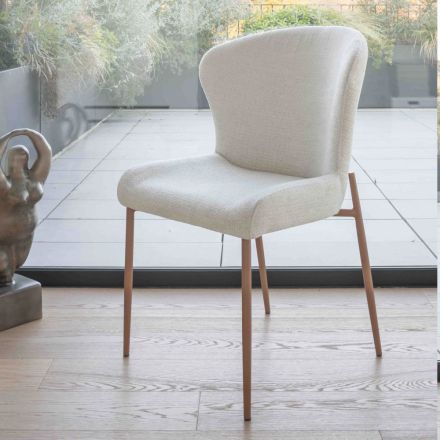 2 krzesła do użytku wewnątrz wykonane z metalu z siedziskiem z tkaniny Bliss - Avenia Viadurini